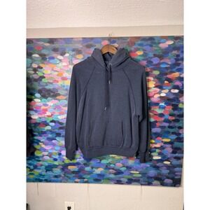 Vintage 80s Pannill size Large sun faded Blue Hoodie Front Pocket washed